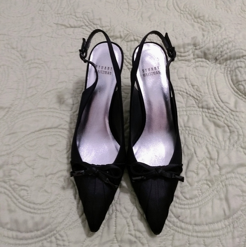 Stuart Weitzman black slingback pointed toe shoes